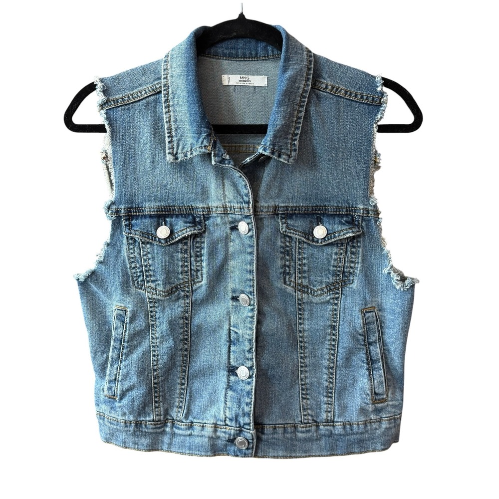 MNG Mango Medium Wash Denim Vest Women's S